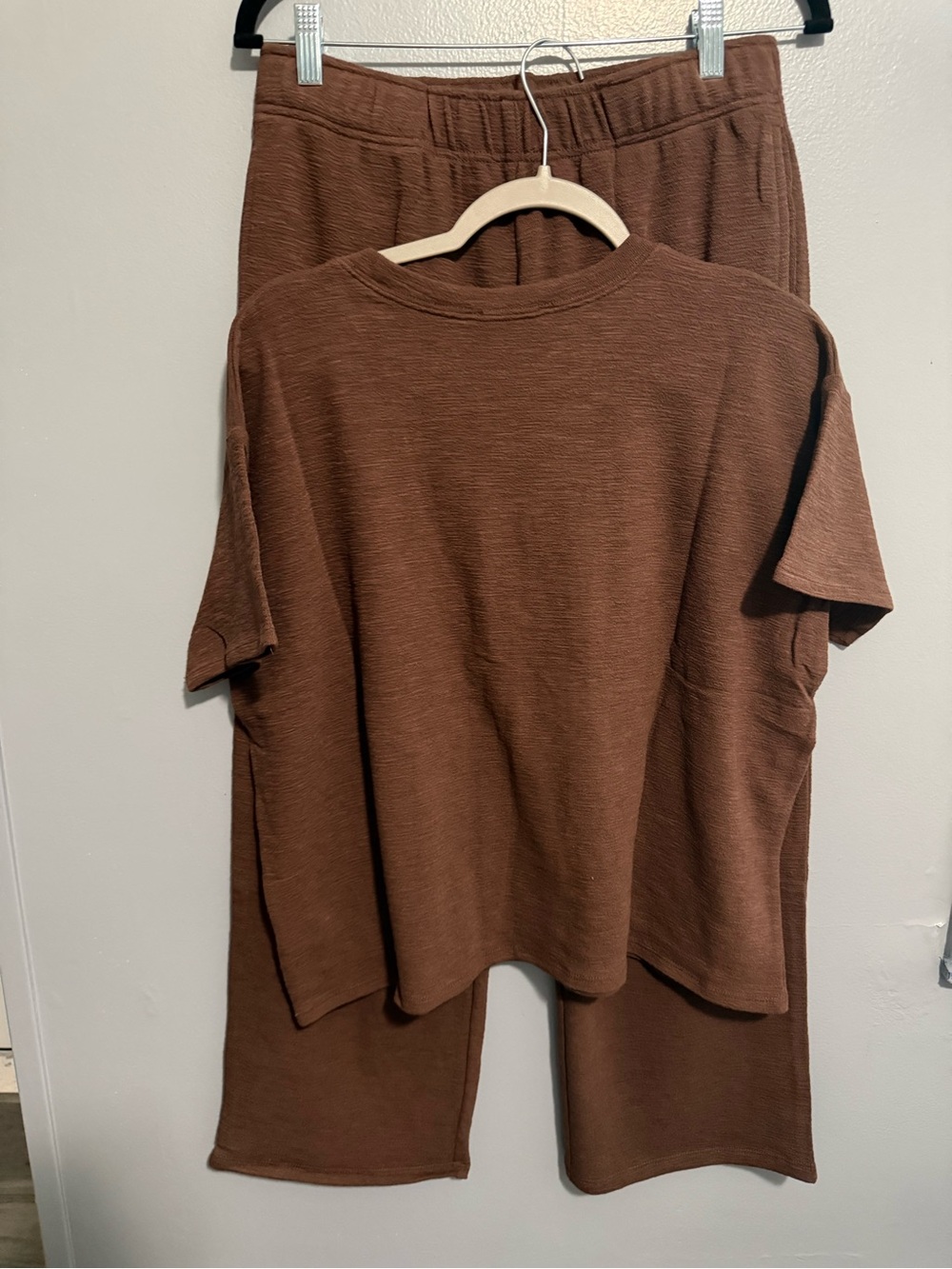 Zenana Wide-Leg Lounge Pant Set - Brown - Picture 3 of 4